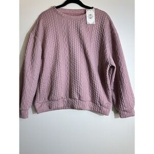 Women's Fall Crewneck Long Sleeve Oversized Cable Knit Chunky‎ Pullover Sz L